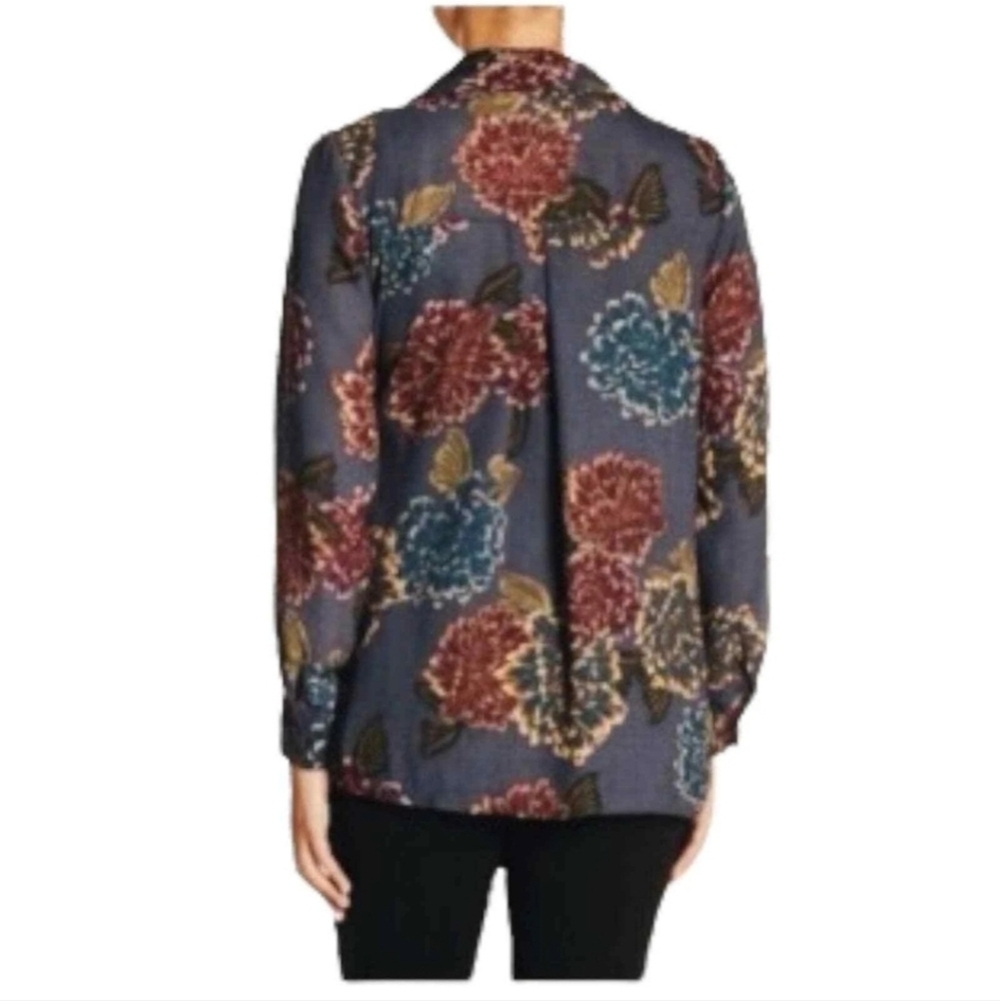Emelia Floral Cottage Core Wrap Long Sleeve Blouse Sz Large Lightweight - Picture 2 of 9